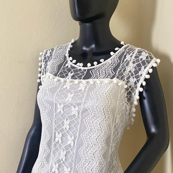 Knitted Laced White Fashion Summer Dress With Tassels. SZ L - Picture 4 of 14